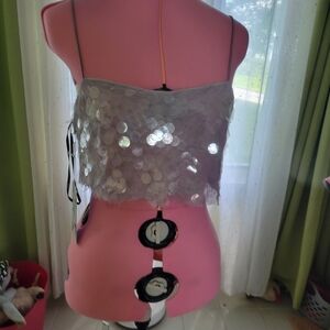 Forever 21 Silver Sequin Crop Top